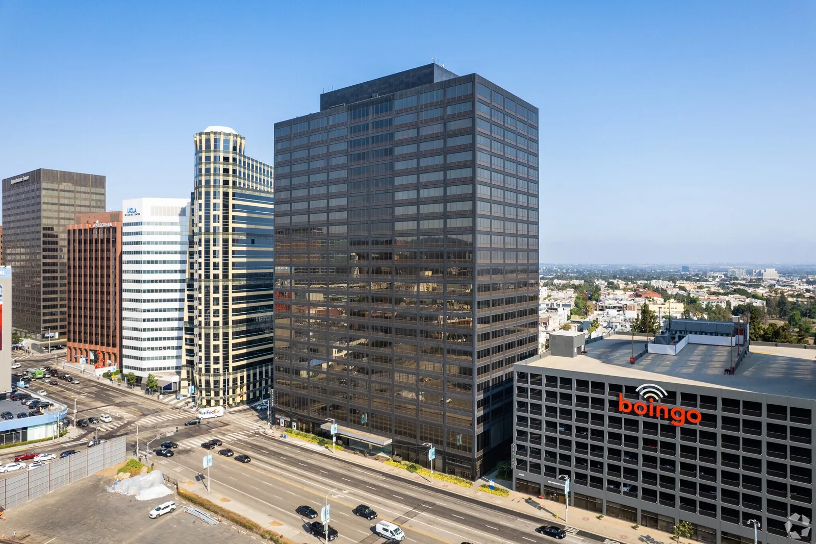 Exterior of the office tower on Wilshire Blvd in Los Angeles housing the Adler Weiner Research lab
